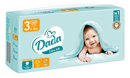 Дитячі підгузки Dada Extra Soft  №3 (4-9кг) 54шт
