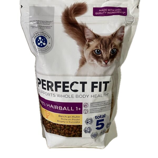 Perfect Fit Anti-hairball 1+, 1кг – повноцінний сухий корм для котів, багатий на курку