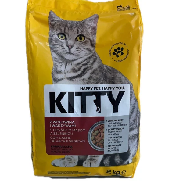 Сухий корм для дорослих кішок з яловичиною та овочами, Kitty, 2 кг