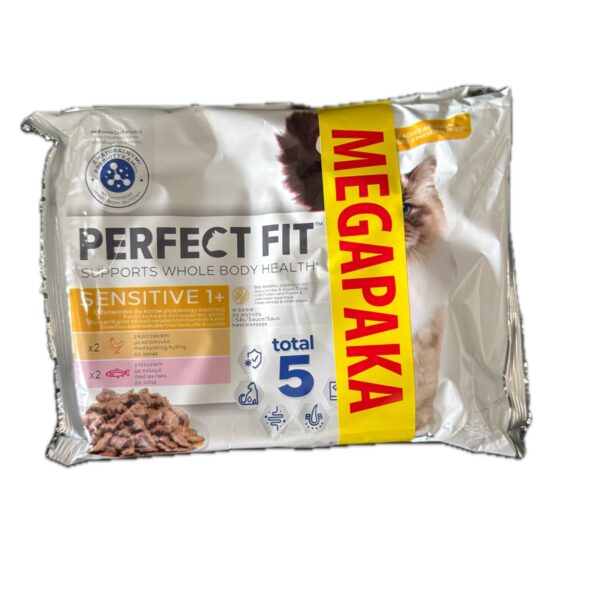 Вологий корм для котів Perfect Fit 8*85г 340 грам куркою та лососем у соусі.