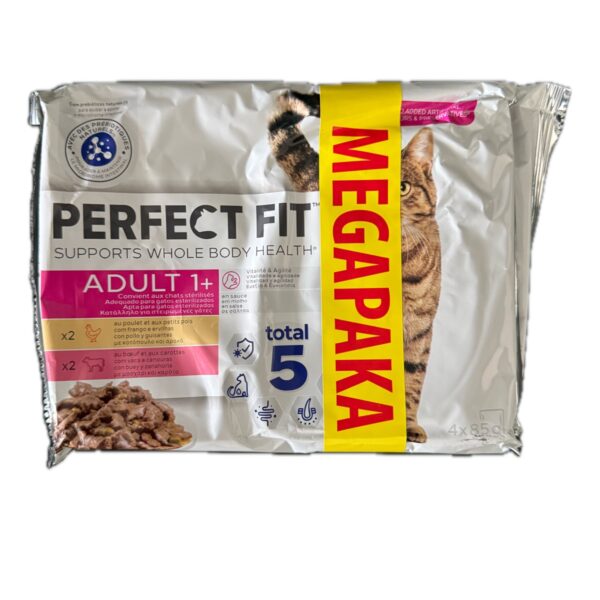 Вологий корм для котів Perfect Fit 8*85г 340 грам з яловичиною та куркою