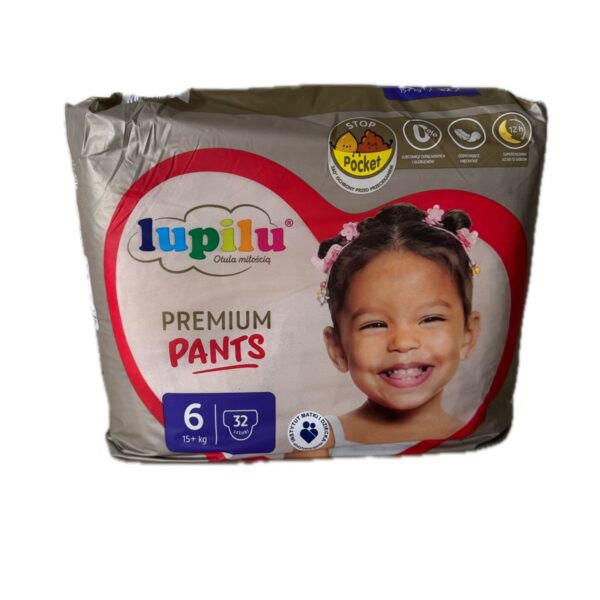 Дитячі підгузки трусики Lupilu Premium розмір 6 (+15 кг) 32 шт